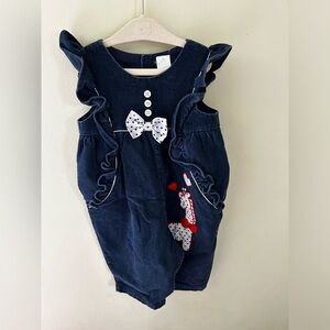 Vintage Baby Girl Navy Corduroy Jumpsuit